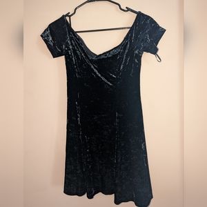 Off Shoulder Black Velvet Dress